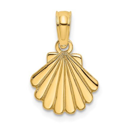 14K Polished and Engraved Shell Charm