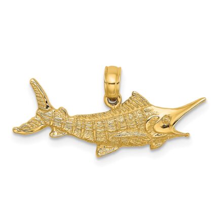 14K Textured 2-D Marlin Fish Charm