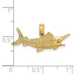 14K Textured 2-D Marlin Fish Charm - Image 3