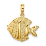 14K Polished  Textured Butterfly Fish Charm