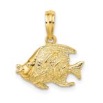 14K Polished Textured Bannerfish Charm
