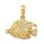 14K Polished Textured Bannerfish Charm