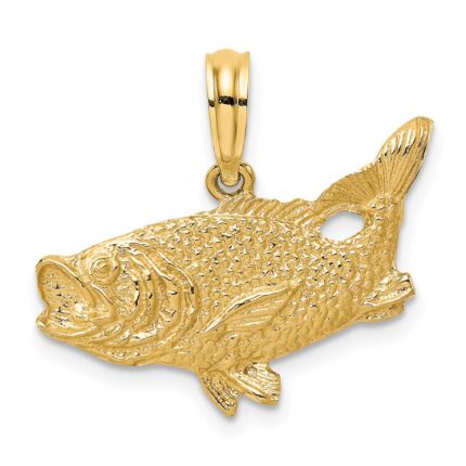 14K 2-D Bass Fish with Tail Up Charm