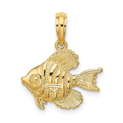 14K Polished Textured Goldish Charm