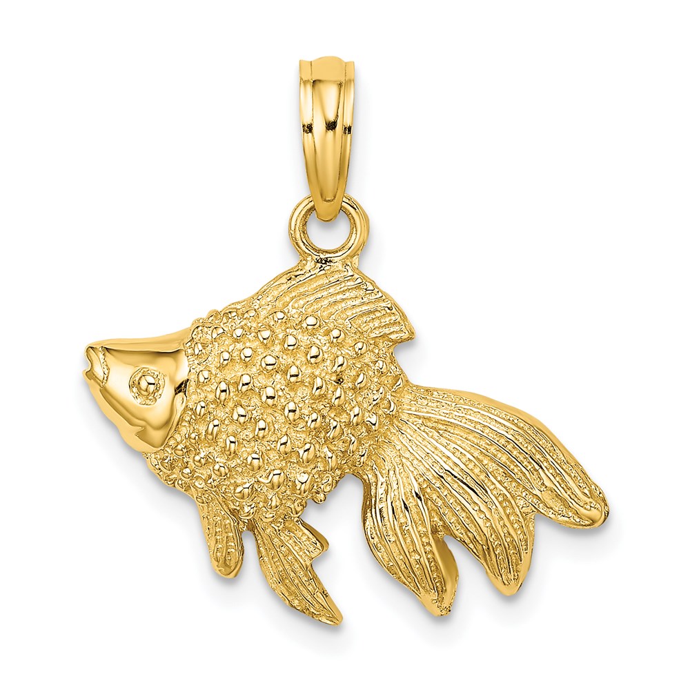 K7699.jpg 14K 2-D Textured Goldfish Charm - Image 1