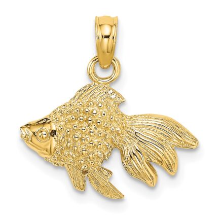 14K 2-D  Textured Goldfish Charm