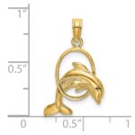14K Small Polished Dolphin Jumping Through Hoop Charm - Image 3