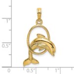 14K Medium Polished Dolphin Jumping Through Hoop Charm - Image 3