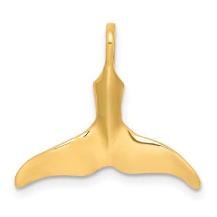 14K 3-D Polished Whale Tail Charm