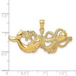 14K Polished and Textured Dolphin and Octopus Pendant - Image 3