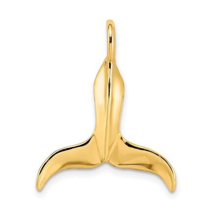 14K 3-D Polished Whale Tail Charm
