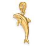 14K 3-D Polished Mini Dolphin Jumping Charm - Image 5