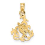 14K Textured Mini Sea Turtle and Kelp Charm - Image 4