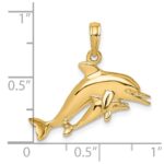 14K 2-D Double Dolphins Swimming Charm - Image 3