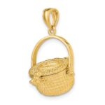 14K 3-D Nantucket Basket with Moveable Lid and Handle Charm - Image 5