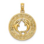 14K TURKS AND CAICOS with Dolphins Circle Charm