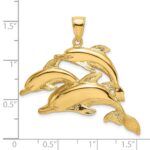 14K Large 2-D Three Dolphins Charm - Image 3