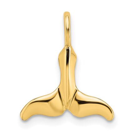 14K Polished Mini Whale Tail Charm
