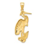 14K Textured Standing Egret Bird Charm - Image 4