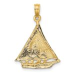 14K Polished and Textured Sailboat Charm - Image 4