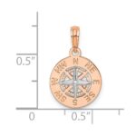 14K Rose and White Gold Mini Nautical Compass Pendant - Image 3