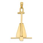 14K Large 3-D Fluke-Style Anchor with Moveable Fins Pendant