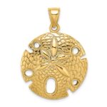14K Polished and Textured Large Sand Dollar Charm