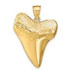 14K Large Solid Polished 3-D Shark Tooth Pendant