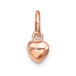 14K Rose Polished 3-D Puffed Heart Charm - Image 3