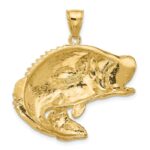 14K Large 2-D Bass Fish Jumping Charm - Image 4