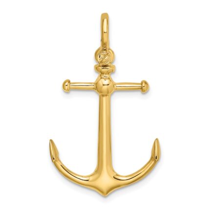 14K 3-D Anchor with Shackle Bail Charm