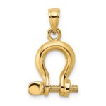14K 3-D Medium Shackle Link with Moveable Screw Charm