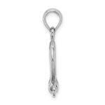 14K White Gold 3-D Small Shackle Link with Moveable Screw Charm - Image 2