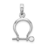 14K White Gold 3-D Small Shackle Link with Moveable Screw Charm - Image 4