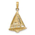 14K 2-D Sailboat Charm - Image 4