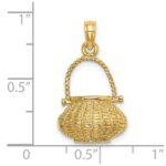 14K 3-D Moveable Handle Flower Basket Charm - Image 3