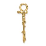 14K 3-D Textured Anchor with Rope and Shackle Bail Charm - Image 2