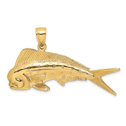 14K Large 3-D Male Dorado (Mahi-Mahi) Charm