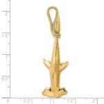 14K 3-D Hammerhead Shark with Rope Bail Charm - Image 3