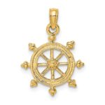 14K 2-D Textured Ship Wheel Charm