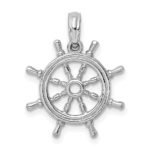 14K White Gold 3-D Ships Wheel Charm