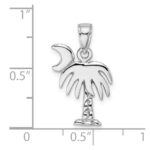 14K White Gold Polished Charleston Palm Tree Charm - Image 3