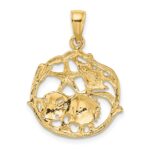 14K Shell Cluster In Circle Charm - Image 4