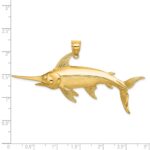 14K Large 2-D Polished and Satin Swordfish Charm - Image 3