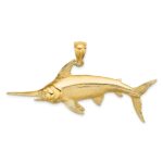 14K Large 2-D Polished and Satin Swordfish Charm