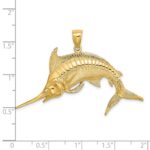 14K Large 2-D Polished and Satin Blue Marlin Charm - Image 3