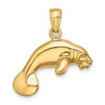 14K 3-D Polished Swimming Manatee Charm - Image 4