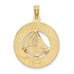 14K TURKS AND CAICOS Circle with Sailboat Charm - Image 4