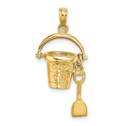 14K 3-D CAPE COD Bucket with Moveable Shovel Charm