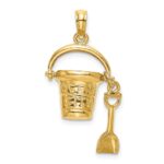 14K  3-D OCEAN CITY Bucket with Moveable Shovel Charm
